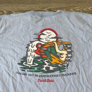 Dark Seas Division‎ Graphic Tee Mermaid Pelican Blue Medium Short Sleeve Ocean